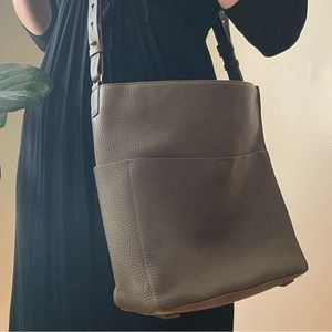 All Saints Mast N/S Leather Tote in Grey